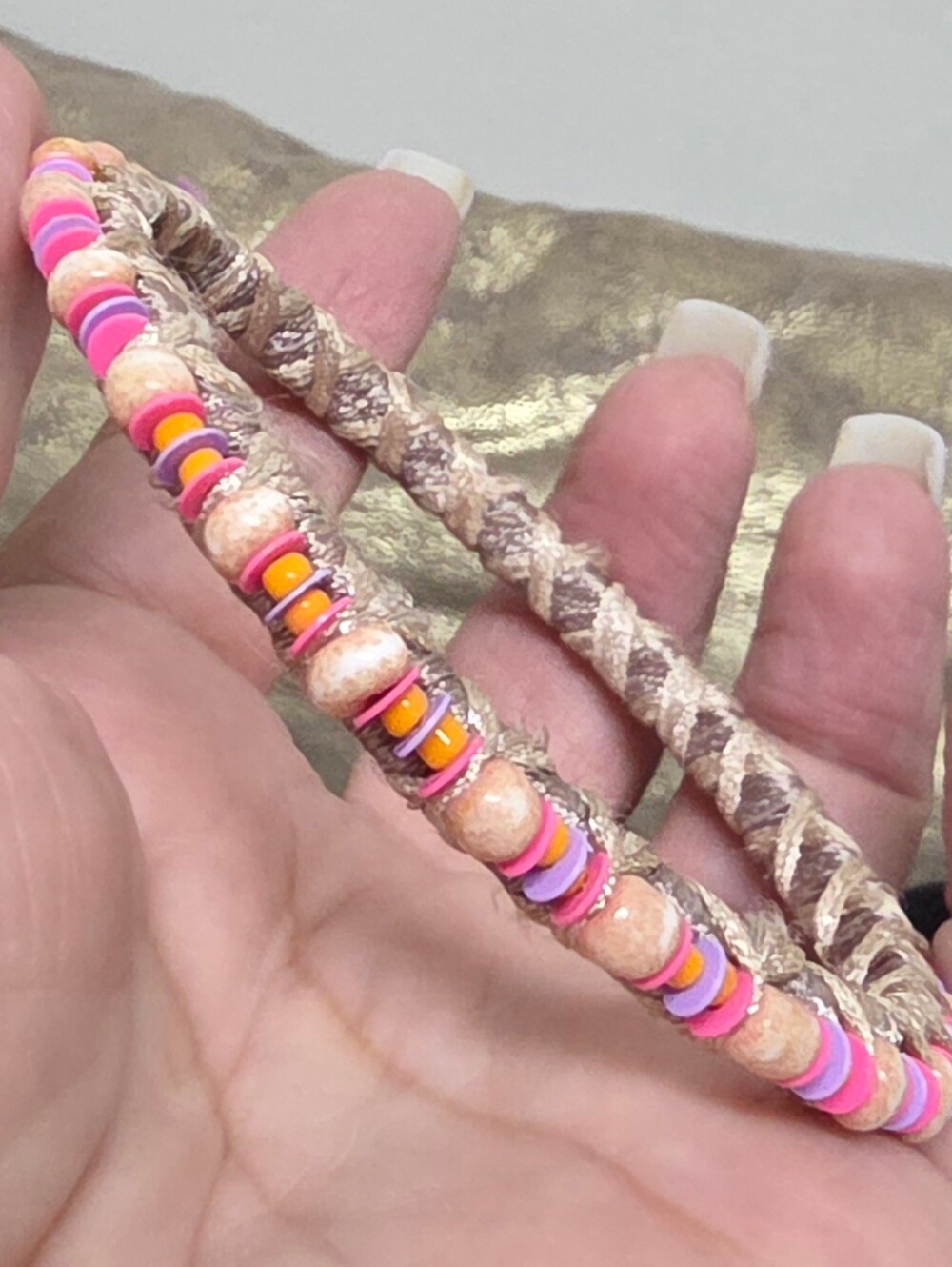 Handmade boho-style macramé braided bracelet